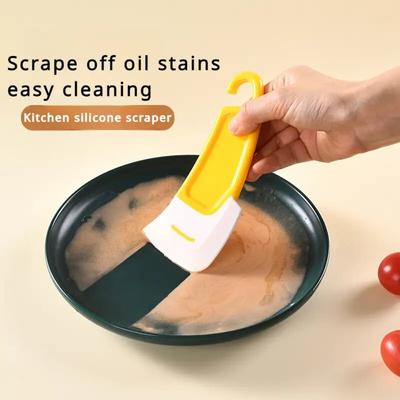High-Temperature Cleaning Tool Baking Gadgets 2Pcs Durable Flexible Silicone Scraper For Oil Stains Kitchen Bowl Scraper For Washing Pots