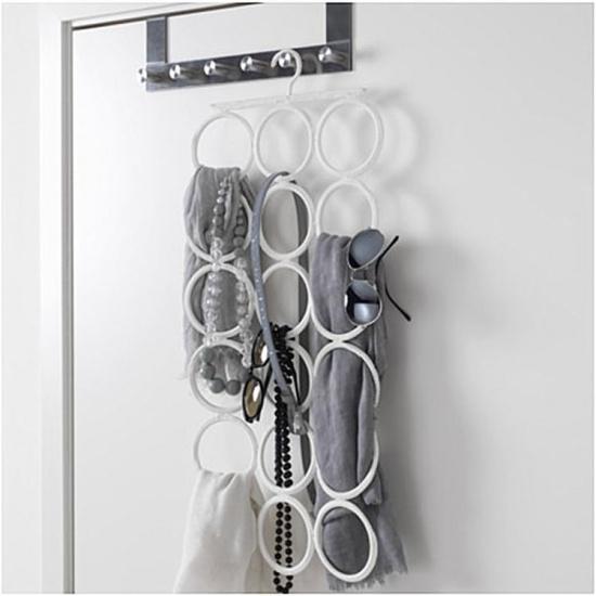 Scarf Ring Hanger, Ties Organizer Rack 28.25", Closet Organizer, Space Saving Hanger for Scarves, Belts, Tank Tops, Accessories - 18 Large Rings