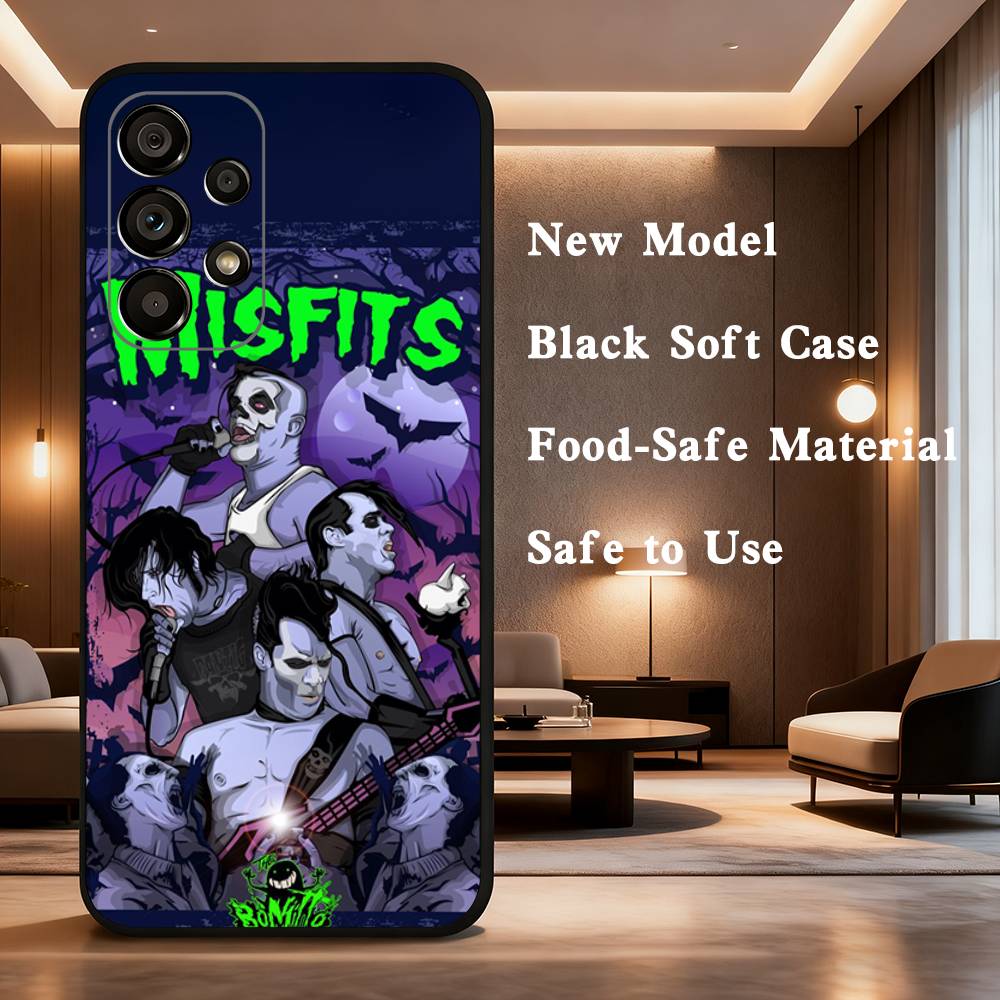 M-Misfits Rock Phone Case For Samsung Galaxy A73,31,32,72,41,53,52,71,22,5G,Note,J7,8,9 Soft Black Silicone Cover