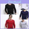 Mens Long New Sleeve Fashion Slim Fit Solid Color Sport Tshirts Bottoming