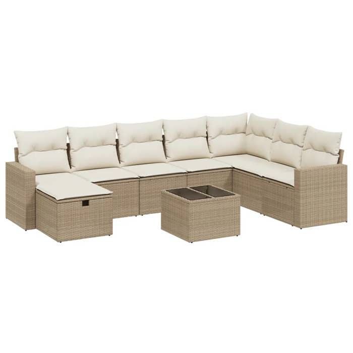 VidaXL Garden Lounge Set with Cushions 9 Pcs, Patio Sofas, Patio Furniture Set, Outdoor Furniture, Beige 3263594