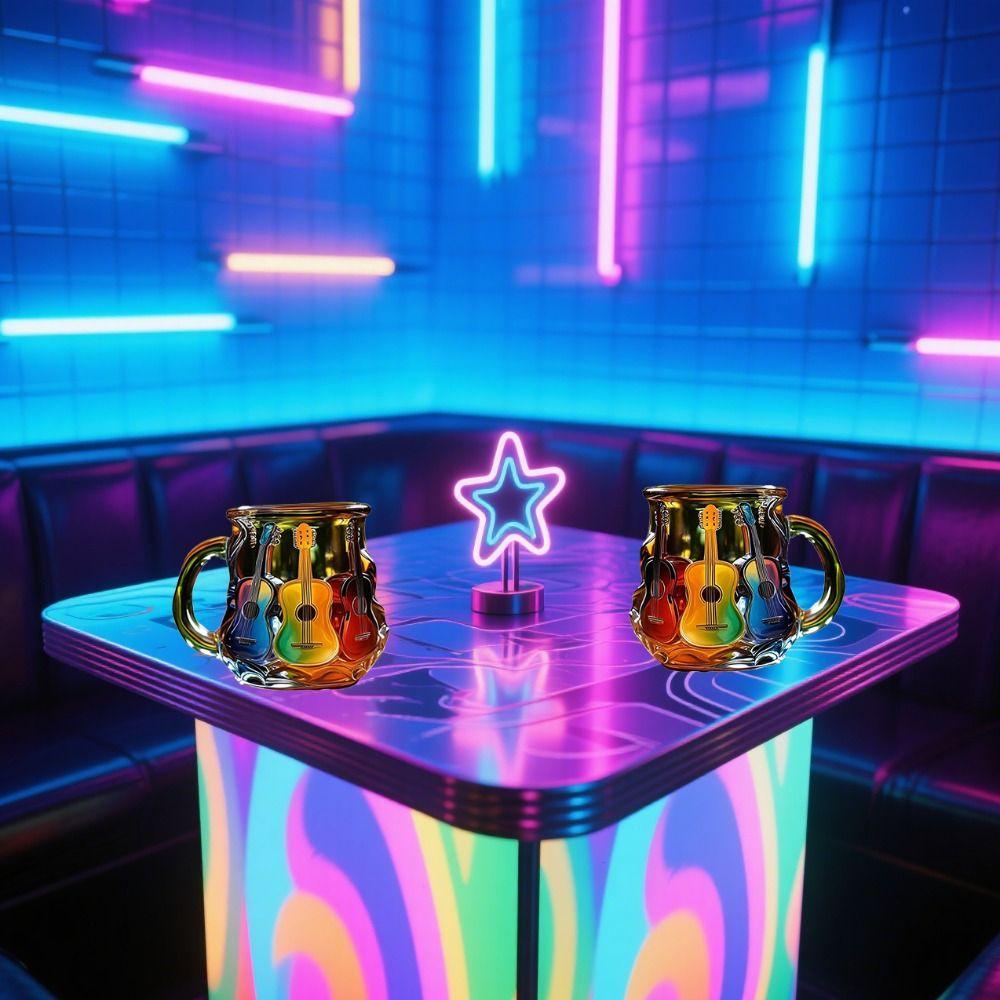 Colorful Painted Guitar Coffee Cup Cartoon Guitar Desk Ornaments Useful Guitar Art Cup  Office