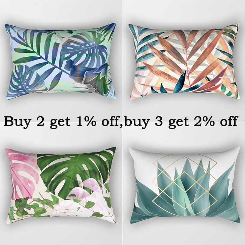 30x50cm Green Tropical Leaves Plant Pillowcase Cactus Flower Polyester Cushion Cover Ins Natural Landscape Pillowslip Home Decor