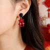 Guochao Festive Joy Earrings Personality Cute Cartoon Three-Dimensional Character Earrings New Atmosphere Red Fun Earrings