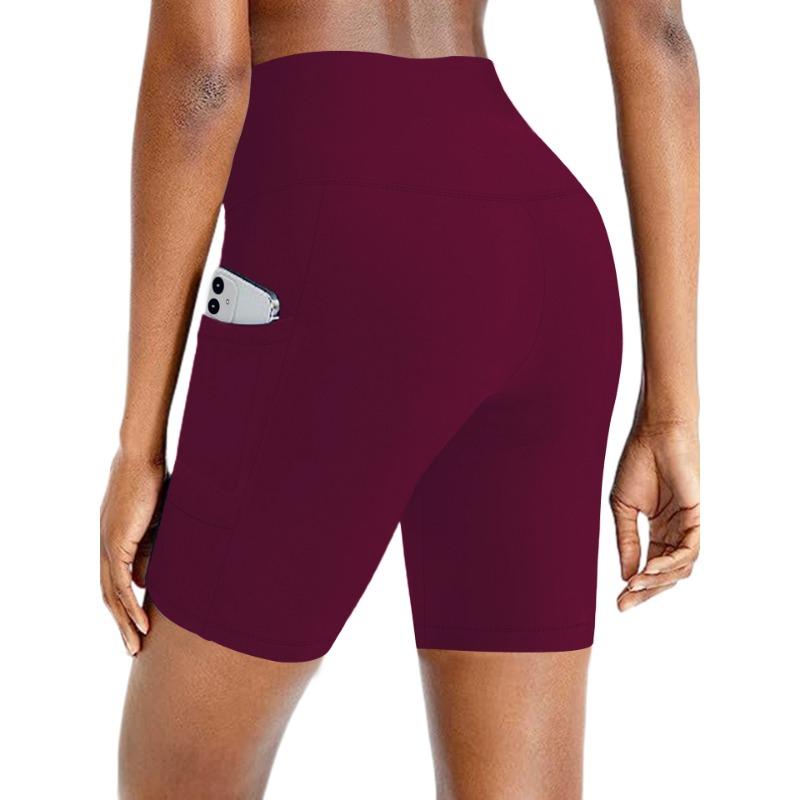 Damen Po-Lifting Elastische Enge Yoga-Shorts Mit Taschen Für Fitness-Training Im Fitnessstudio
