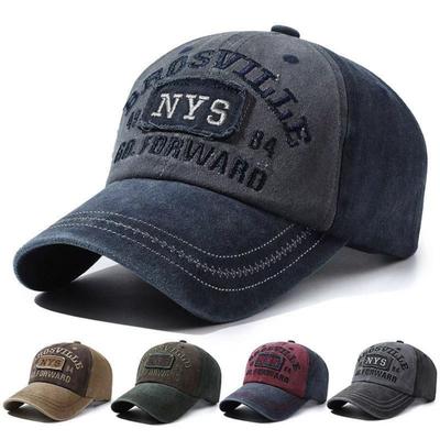 Modische bestickte Baseballkappe für Herren, Vintage gewaschene Kappe mit gebogenem Schirm, Langlebige Retro-Kappe für Sport & tägliche Outfits