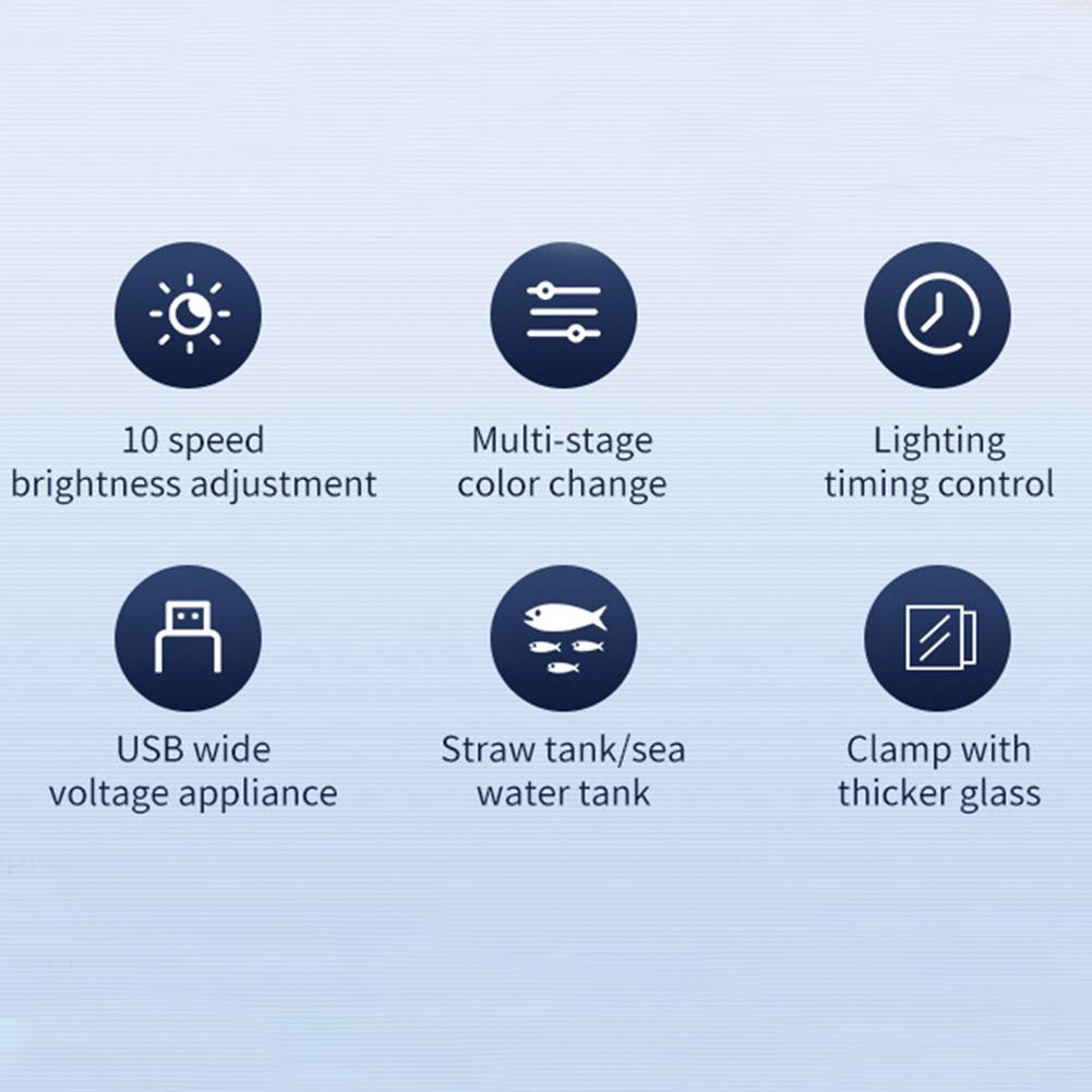 LED Aquarium Light, Clip On Fish Tank Light With Adjustable Brightness, 360° Rotation Full Spectrum USB Clamp Light, Dimmable Aquarium Plant Lamp