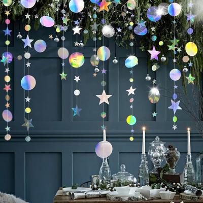 BetterJonny Papierrunde und Partyraum Wand Funkelndes Party-Dekorations-Set Girlanden, 4er-Pack, Sternförmig, Dekorationen, Dekor, Hochzeit, Geburtstag,