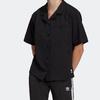 adidas Originals Trefoil Solid Stripe Single-Breasted Short Sleeve Shirt Women Tops Black HC2055