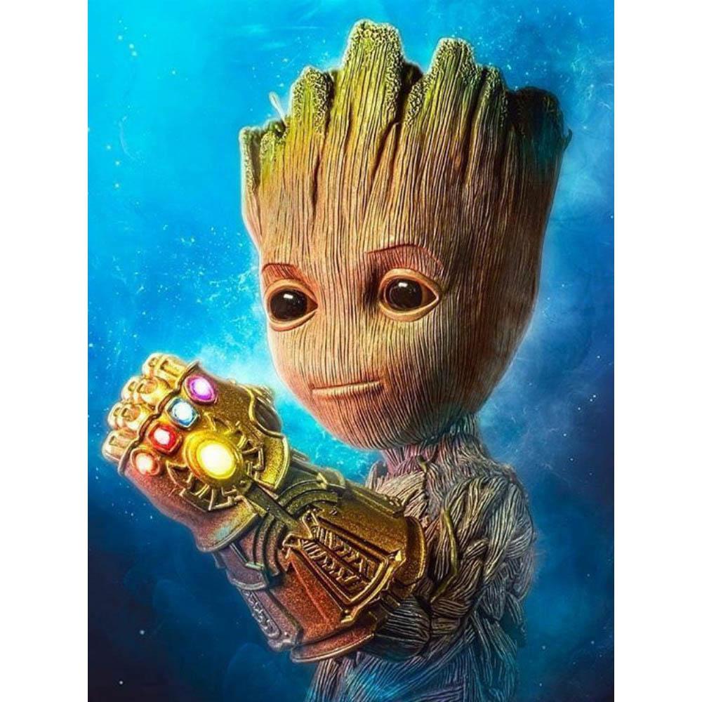Malý Groot a Mýval Rocket CP Model Diamantové malování Nové Plné diamanty Roztomilý styl Ruční výroba DIY Diamantová výšivka Materiálový balíček