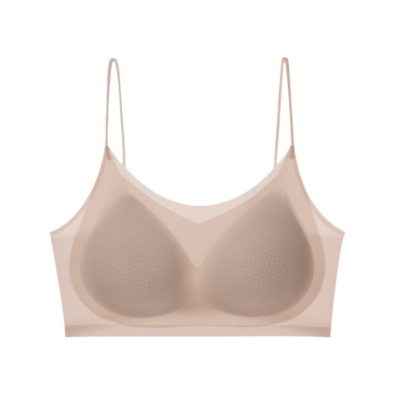 Traceless ice underwear women's summer thin women's fixed cup small breasts gather and close secondary breasts light and breathable bra cover