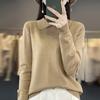 GMXIA Autumn and Winter Knitted Sweater, Women's POLO Neck Solid Color Long-sleeved Sweater, Loose Solid Color Knitted Base Layer