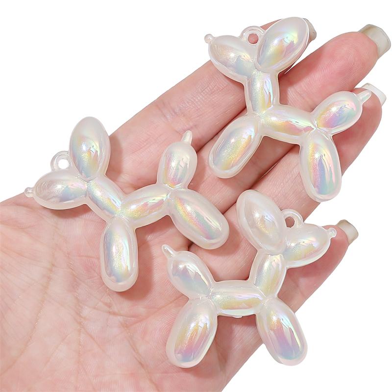 1/2pcs Acrylic Electroplated UV Balloon Dog Pendant Charms for DIY Jewelry Earring Bracelet Making