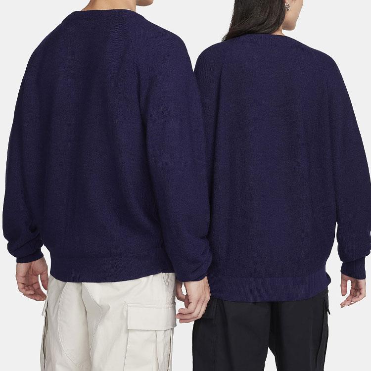 Nike Solid Color Loose Fit Single-Breasted Long Sleeve Knit Sweater Unisex Sweater Ink-Blue FQ0516-555