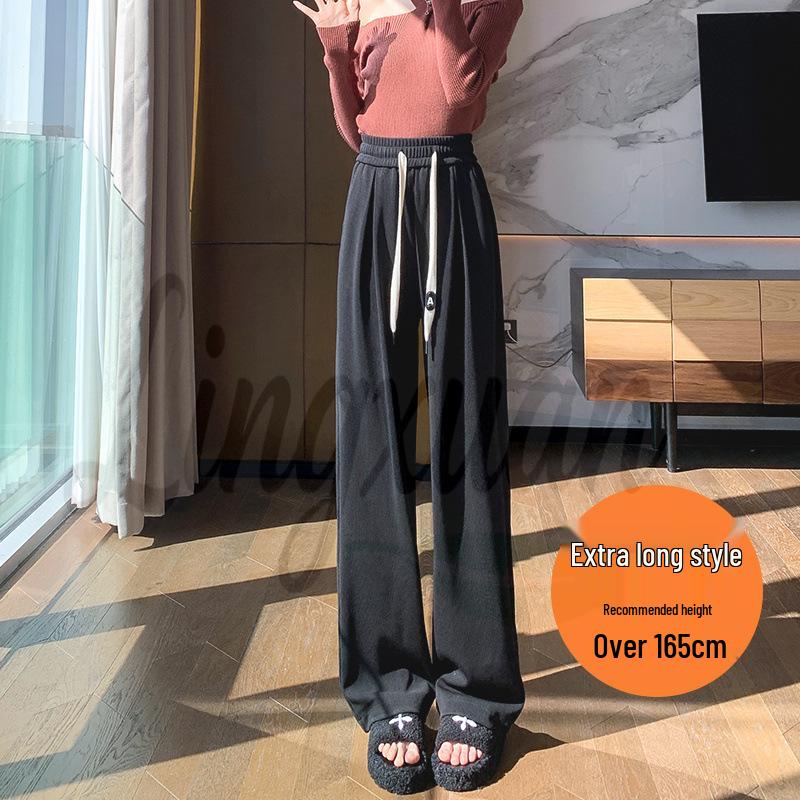 Women s High-Waisted Wide-Leg Knitted Pants - Spring/Autumn 2026, Off-White, Floor-Length, Straight-Leg Small