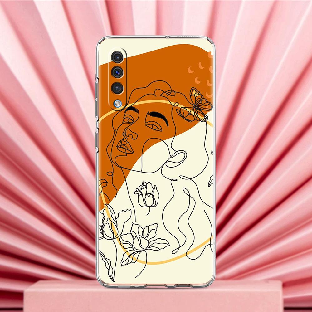 Phone Case For Samsung A56 A36 A26 A24 A16 A14 A12 A32 A50 A70 A20E A22 A40 A34 A54 A42 A52 5G A04s A06 Cover One Line Art