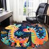 1pc Dino Friends Office Round Area Rug,  Mat Suitable ForOffice, Under Office Chairs Bedroom Living Room Home Decor, Room Deco