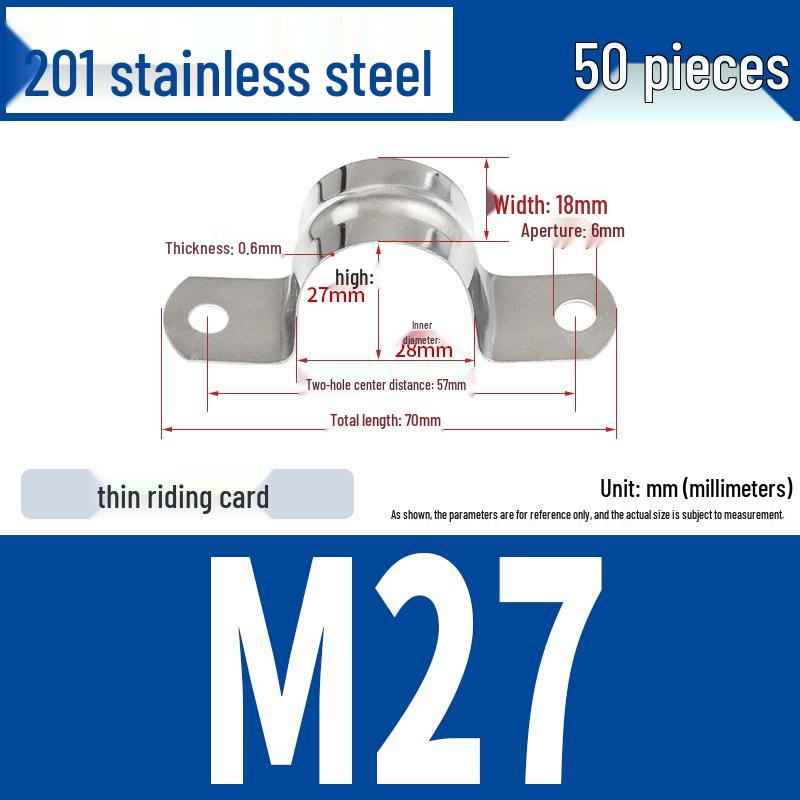 304 Stainless Steel U-Bolt Pipe Clamp Bracket - Pipe & Hose Clip Snap-on Hoop