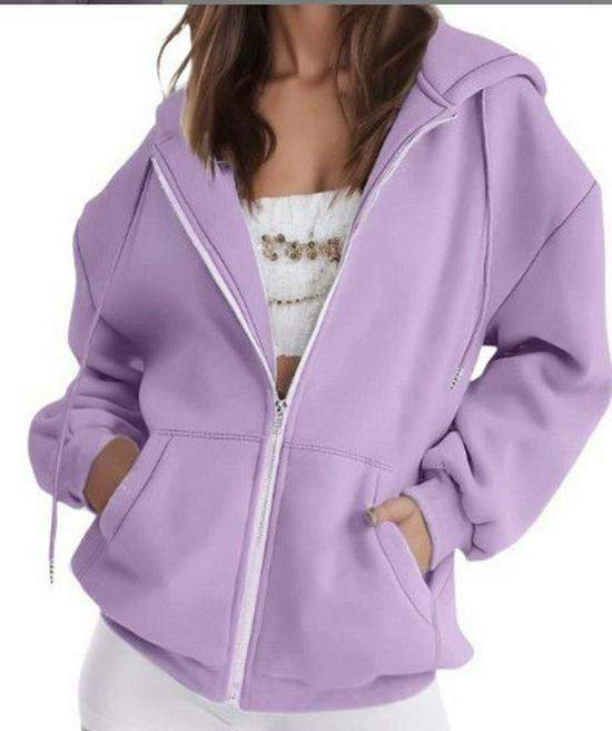 Casual Drawstring Zipper Hoodie Jacket with Pockets