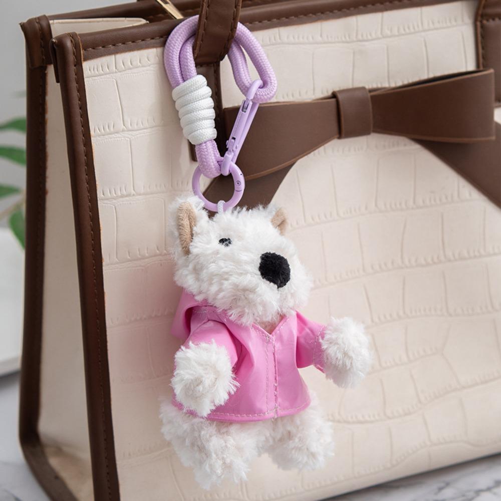 Cartoon Animal Plush Puppy Doll Keychain Anti-lost Car Hanging Pendant  Kids Birthday Gift