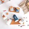Sugar Ceramic Creative with Bamboo Lid Retro Cruet Pot Condiment Container Seasoning Box Spice Jar