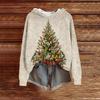 Women's Fashion Casual Long Sleeve Christmas Print Hooded Knitted Sweatshirt