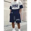 Men's Summer Fashion Letter Printed Round Neck Short Sleeve Set