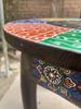 Sgabello in Legno Dipinto a Mano | Tavolino con Arte Popolare Indiana | Arredamento Etnico per la Casa
