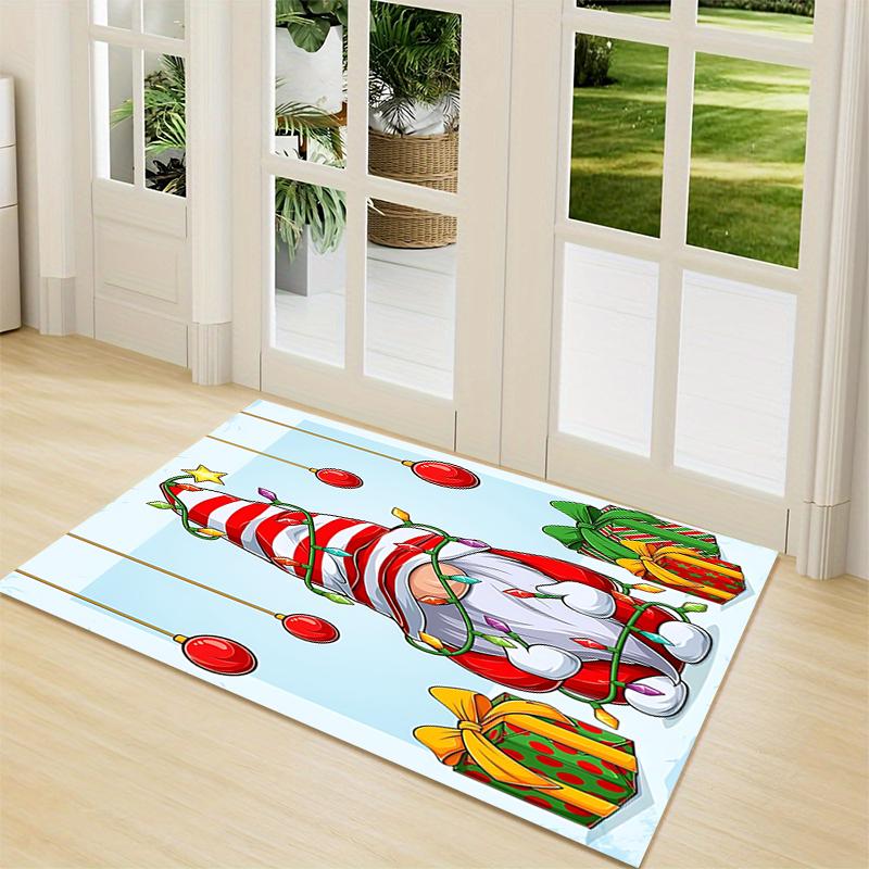 1Pc Gnome Christmas Tree Celebration Carpet Rug Soft Washable Antislip Home Living Room Sofa Mats Personalized Christmas Rug