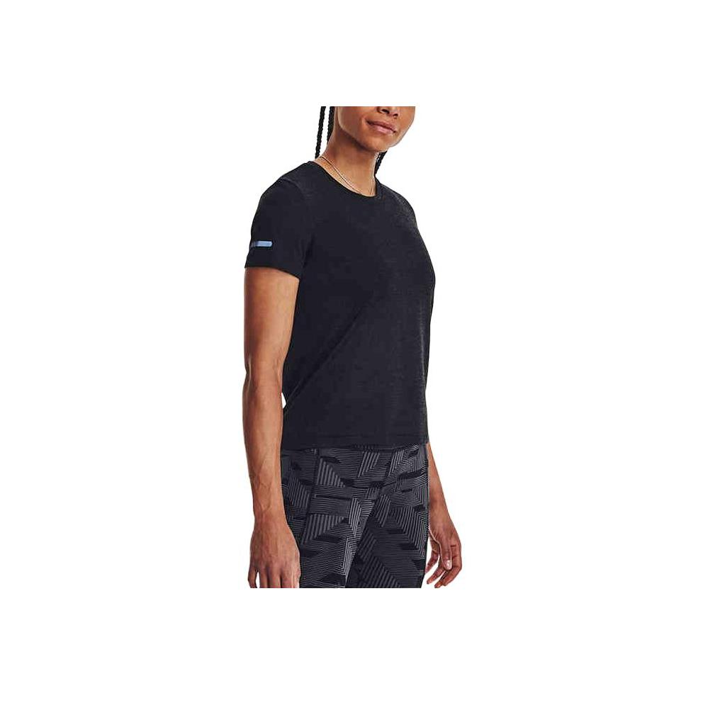 Under Armour Solid Color Running Loose Fitness Knit Crew Neck Short Sleeve T-Shirt Women Tops Black 1375698-001