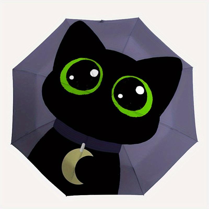 

1pc Black Cat Automatic Open/close Folding Umbrella, Compact Portable Travel Umbrella, Durable Construction yy250809088