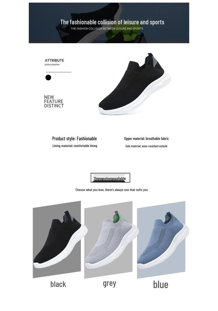 Men's Flyknit Mesh Slip-On Sports Shoes – Comfortable, Breathable, and Casual Walking Shoes