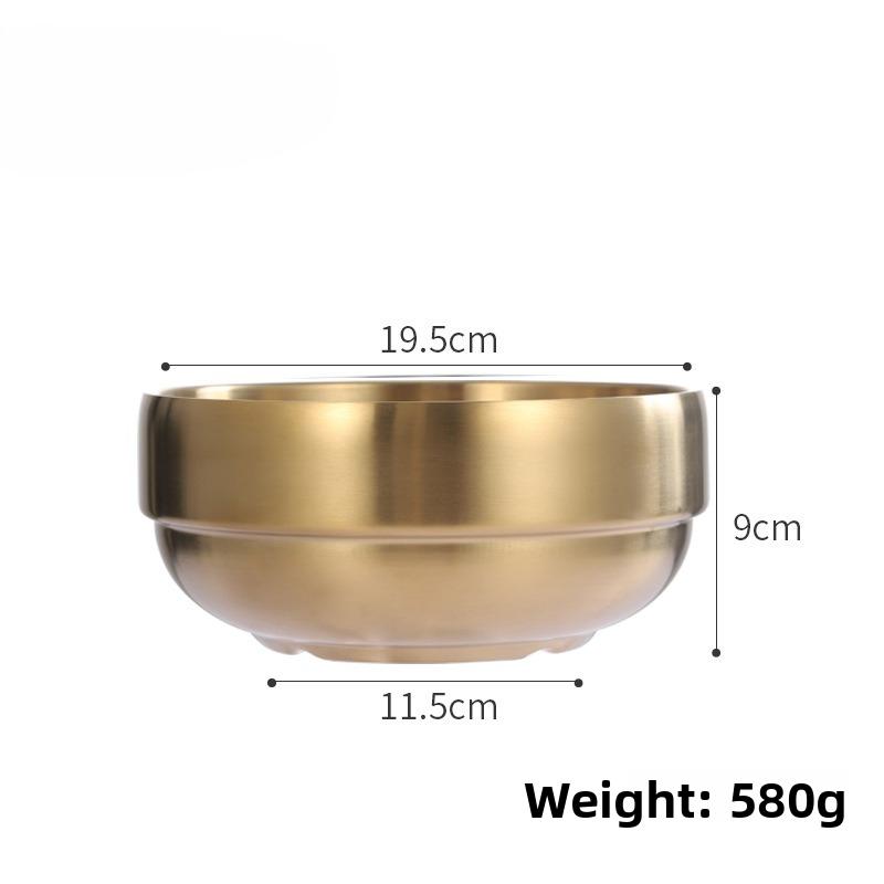 Stainless Steel Bowl Double Layer Thickened Large Capacity Noodle Bowl for Cold Noodles Ramen Mixing Rice Soup Bowl