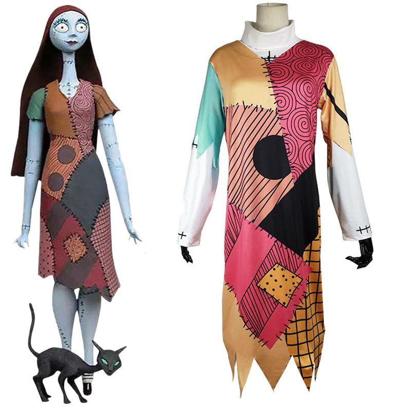 Womens Nightmare Before Christmas Sally Costume Featuring High-quality Soft Material And Stunning Design For Halloween Parties
