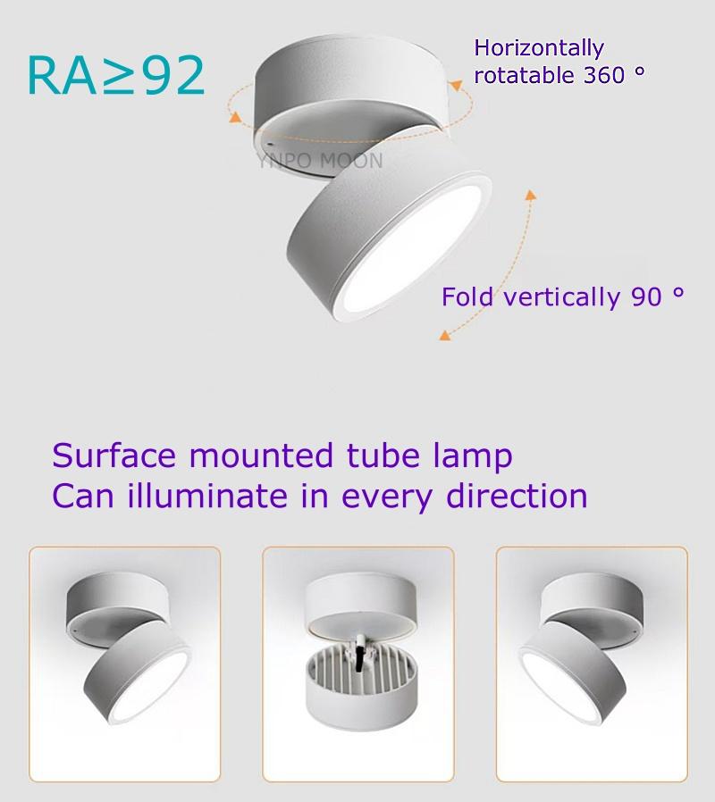 Ultra Thin Rotatable Surface Mounted Dimmable LED 7W10W15W20W24W Downlight Anti Glare AC85-290V Ceiling Spotlight Lamp Bulb Indo