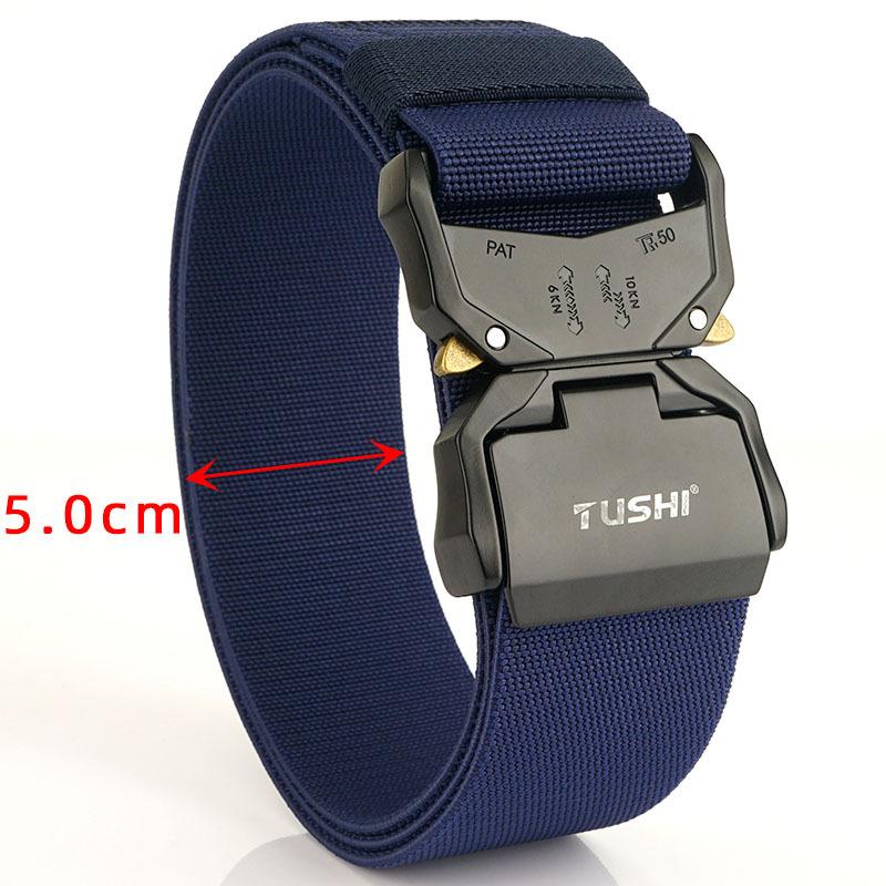 New Men'S Commuting Belt With Automatic Buckle Nylon Waistband, Outdoor Leisure Versatile Double-Layer Thick Belt