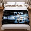 Lionel Messi Printed Flannel Blanket Custom Name Text Soft Warm Throw For Bedroom Holiday Gift