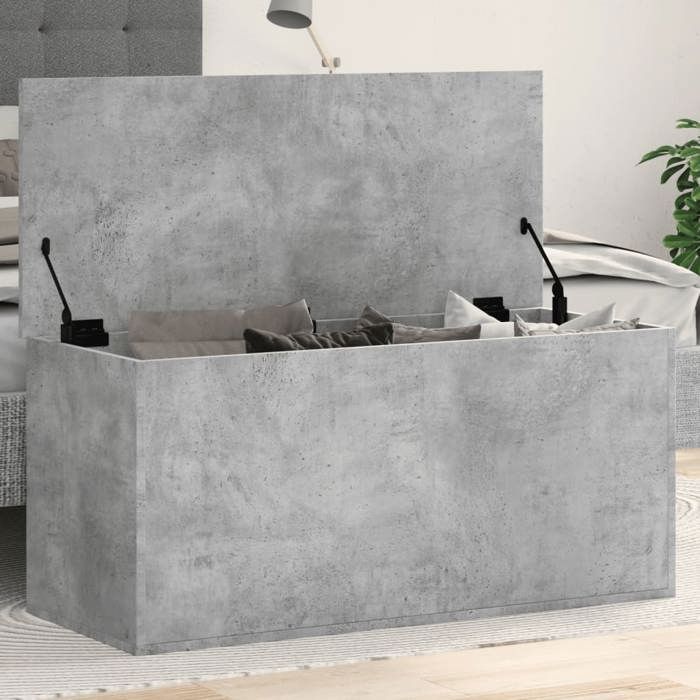 VidaXL Boîte de rangement gris béton 100x42x46 cm bois d'ingénierie, boîte à couvertures, coffre de rangement, boîte de 840663