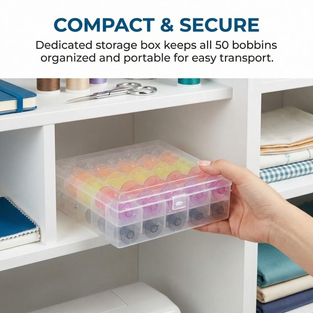 50Pcs Sewing Tool Plastic Sewing Bobbins Colorful 50pcs Sewing Spools Universal Bobbins Set Household