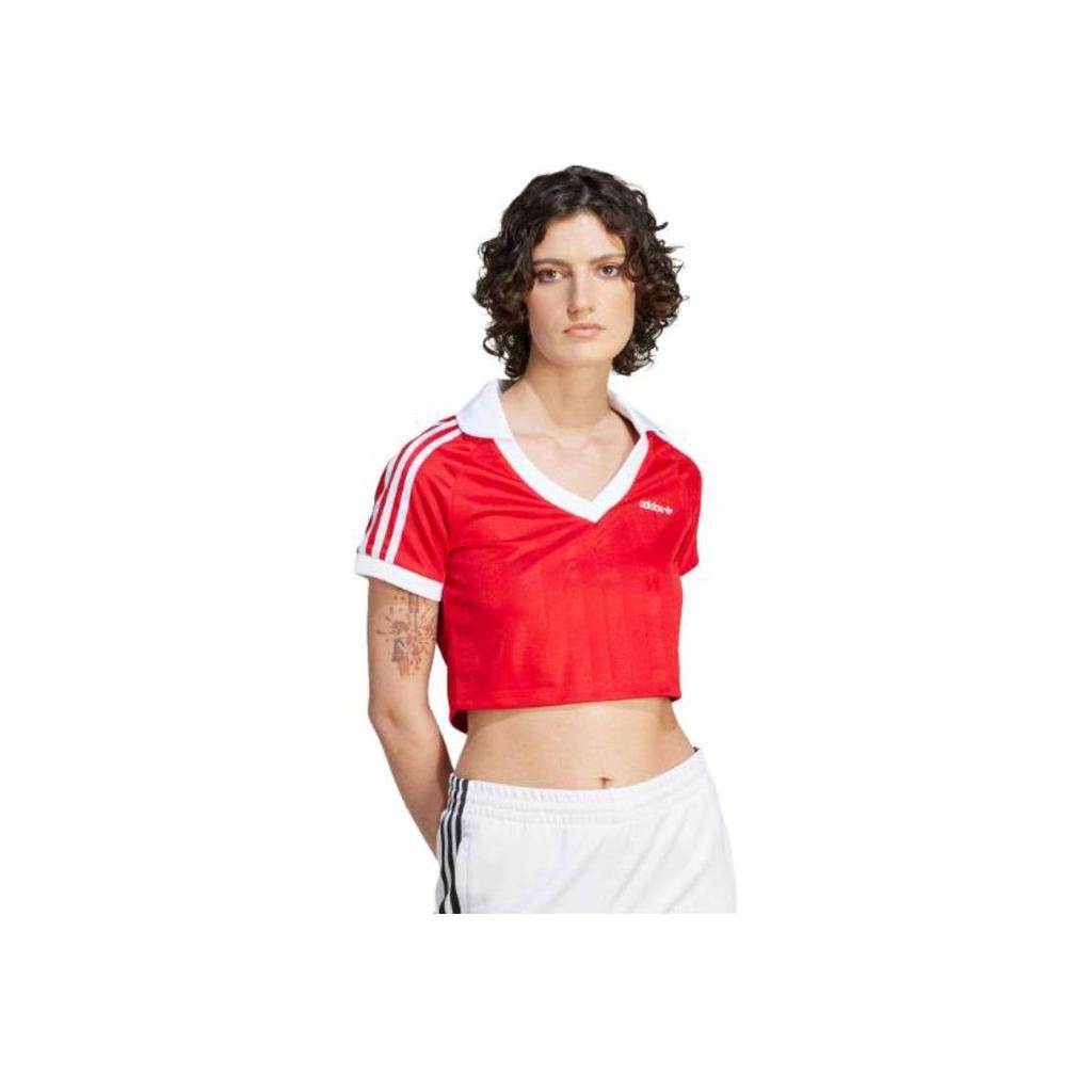 Adidas Originals Trefoil Fotbalové Casual Crop Top Tričko s krátkým rukávem Dámské Topy Červená IR9778