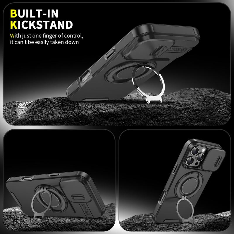 For iPhone 16 15 14 13 12 11 Pro Max Plus Magnetic Finger Ring Holder Military Protective Case