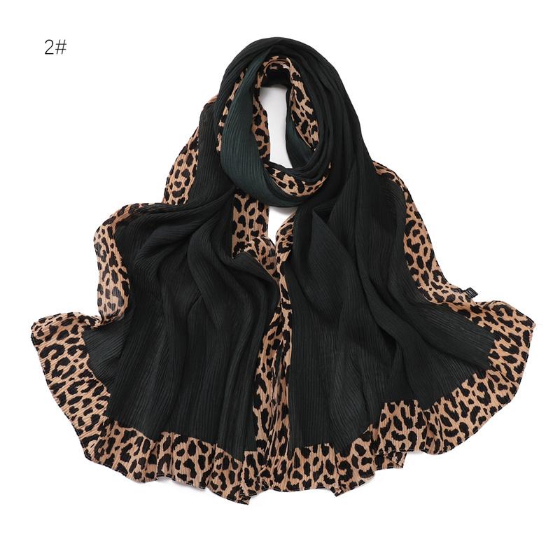 Winter Sexy Leopard Chain Viscose Scarf Wrinkle Pleated Shawls and Wraps Autumn Echarpe Pashmina Bufandas Muslim Sjaal 180*70Cm