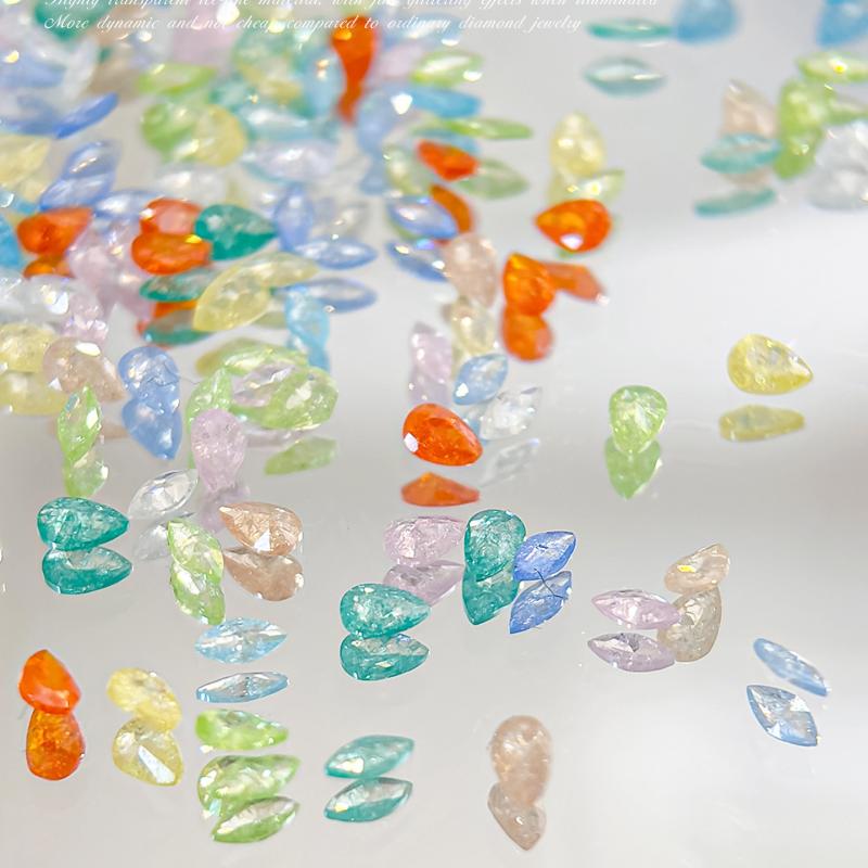 50Pcs Candy Color Ice Flower Nail Art Zircon Charms With Sparkling Effect For Home Diy Nail Salon Decoration