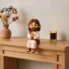 Modern Desk Decorative Accents Cute Praying Jesus Resin Figurine, Blessing Character Desktop Statue, Handcrafted Home Decor Religious Collectible