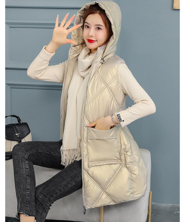 Herbst Winter frauen Einfarbig Mit Kapuze Weste Lose Verdickung Warme frauen Ärmellose Jacke