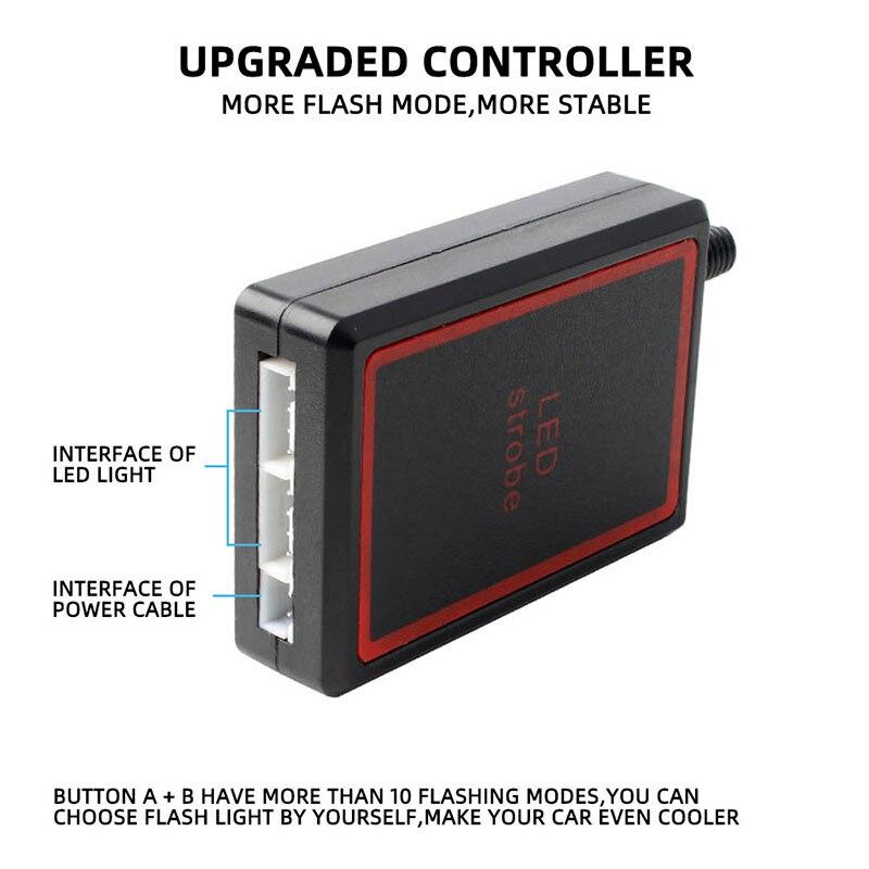 Car Front Grille Light Strobe Red Blue Emergency Remote Wireless Control Warning Light Bumper Grill Hood Led Auto Accessories