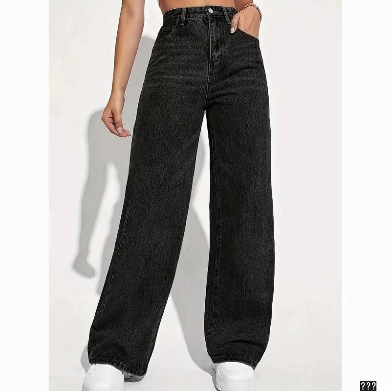 European and American Women's High Waist Slimming Straight Leg Jeans