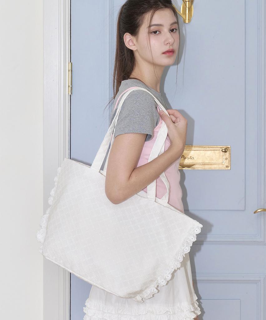 Alki Alka Ruffle Trim Bag (White)