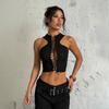 Women Sexy Strappy Sleeveless Slim Fit Solid Cropped Casual Tank Top