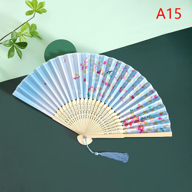 Ventilador Portátil de Mão Dobrável Estilo Chinês Adereços de Dança Ventilador de Concha Retrô Mulher Homem Madeira de Bambu Seda Flor Ventilador Dobrável